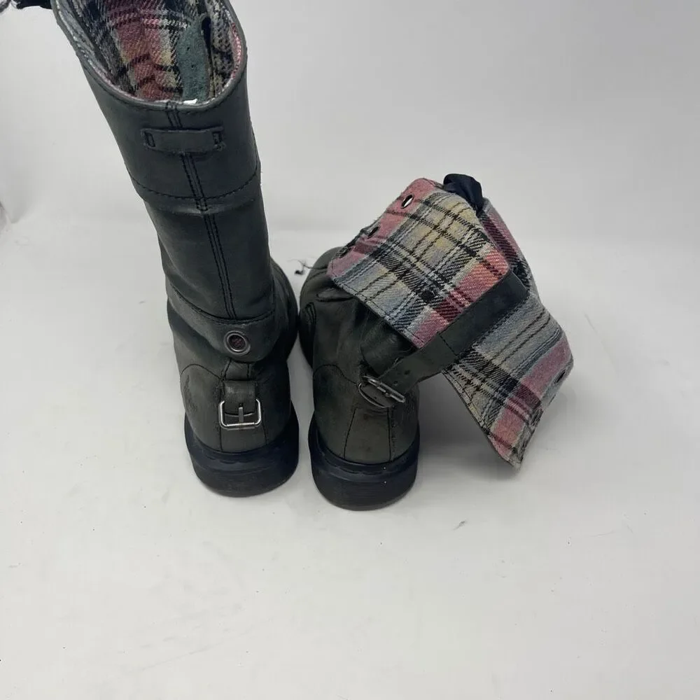 Dr. Martens Women's Triumph 12 Eye Lace Up Dark Green Calf High Boots Size 7